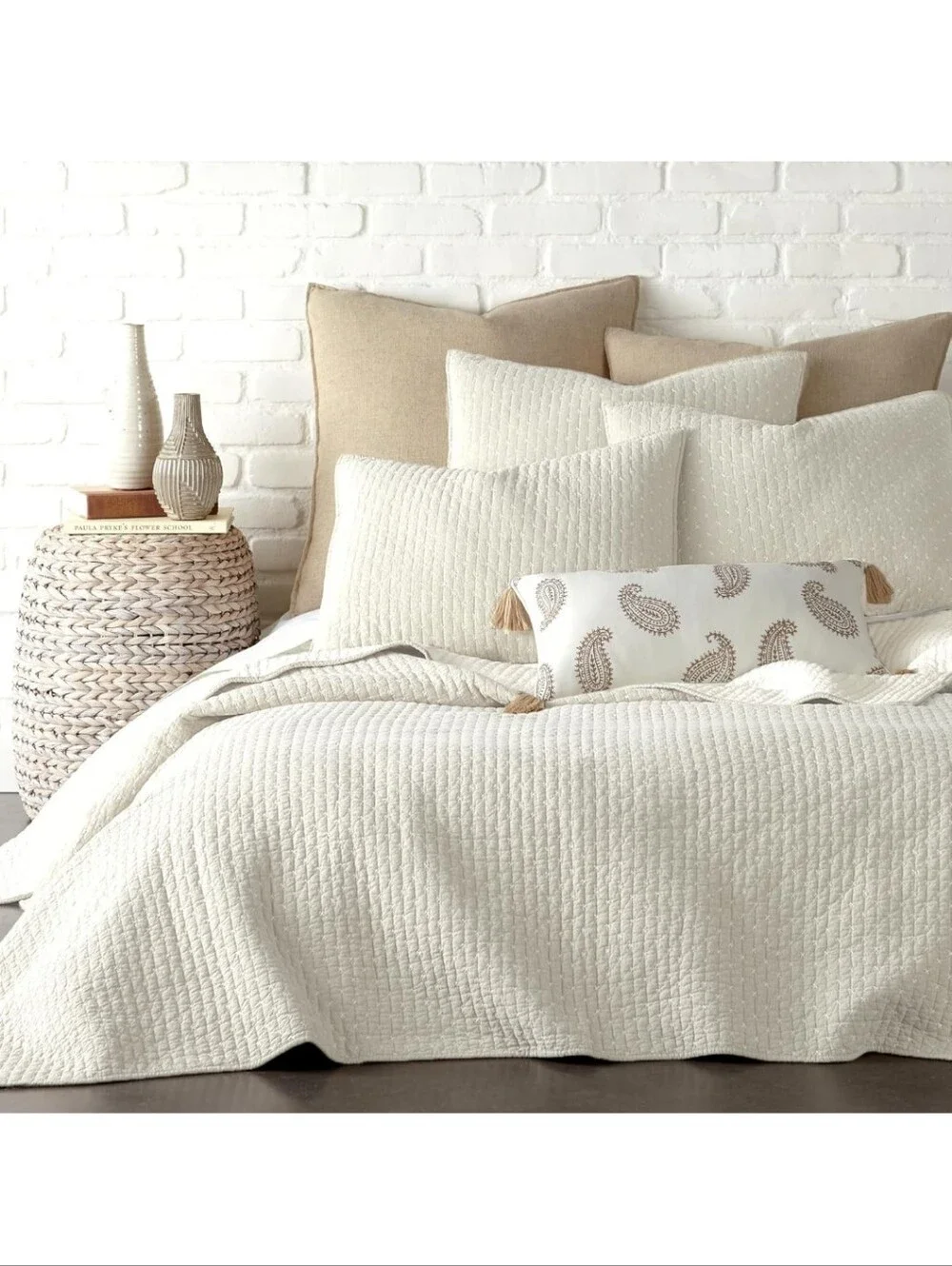 Levtex Home Cross Stitch Reversible Full/Queen Quilt Set (88x92in) with 2 Pillow